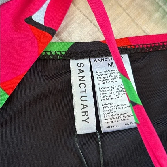 NWT Anthropologie Sanctuary Bandeau black green floral high waist Bikini Set M - Picture 4 of 12